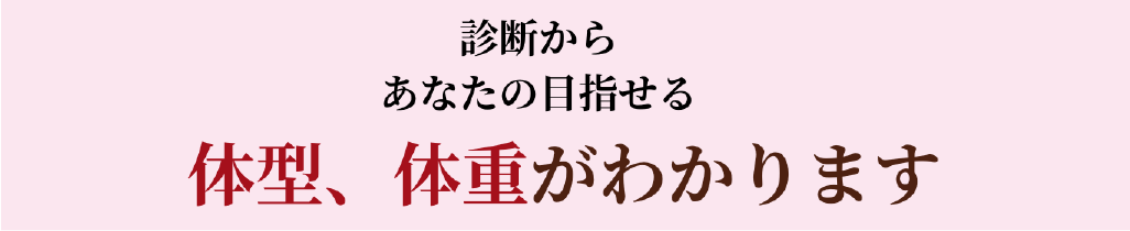 体験レッスン・カウンセリングの流れ診断からあなたの目指せる体型、体重がわかります