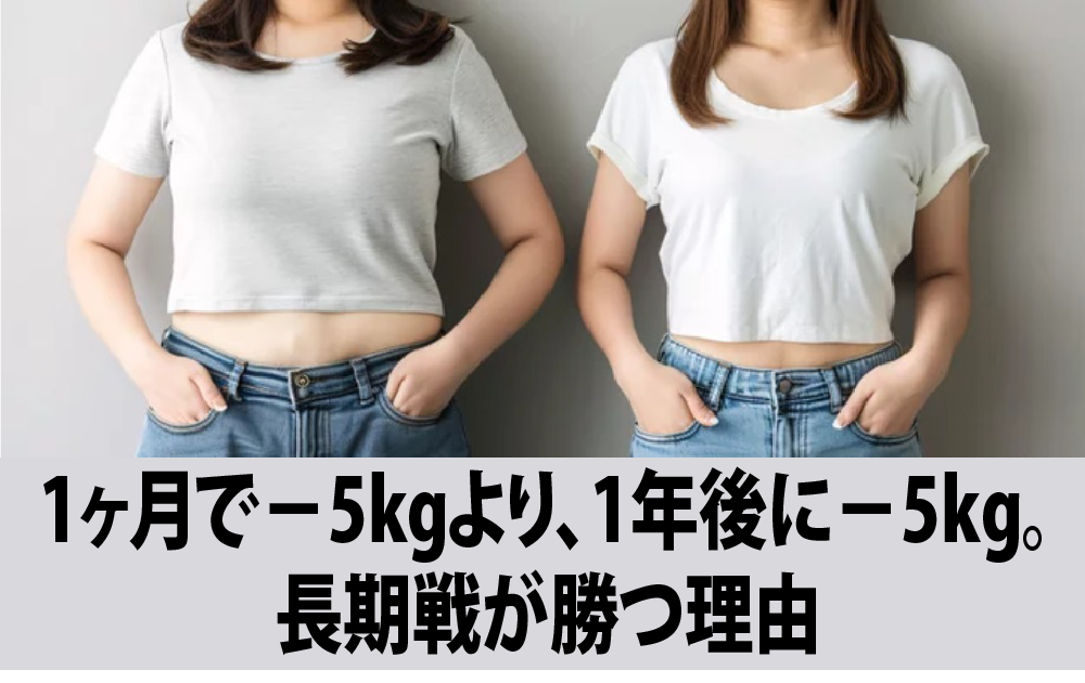 1ヶ月で−5kgより、1年後に−5kg。長期戦が勝つ理由